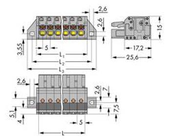 Zásuvkový konektor na kabel WAGO 2231-102/031-000, 25.60 mm, pólů 2, rozteč 5 mm, 100 ks