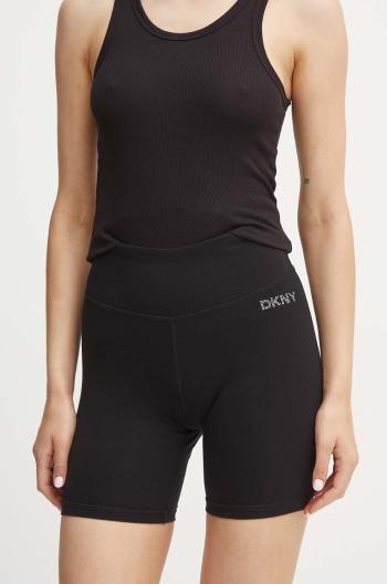 Kraťasy Dkny dámské, černá barva, s aplikací, high waist, DP4S5218