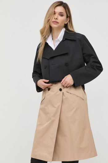 Kabát Karl Lagerfeld dámský, černá barva, přechodný, dvouřadový