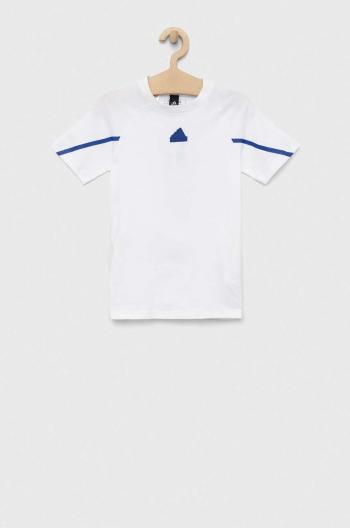 Dětské bavlněné tričko adidas B D4GMDY bílá barva, s potiskem