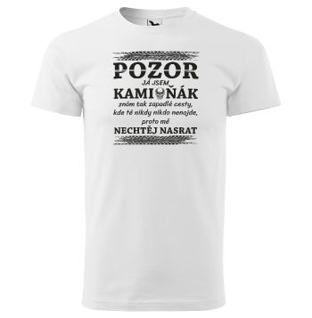 Tričko Pozor kamioňák - pánské (Velikost: S, Barva trička: Bílá)