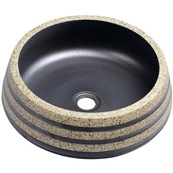 SAPHO PRIORI keramické umyvadlo, průměr 41cm, 15cm, černá/kámen                                      (PI021)