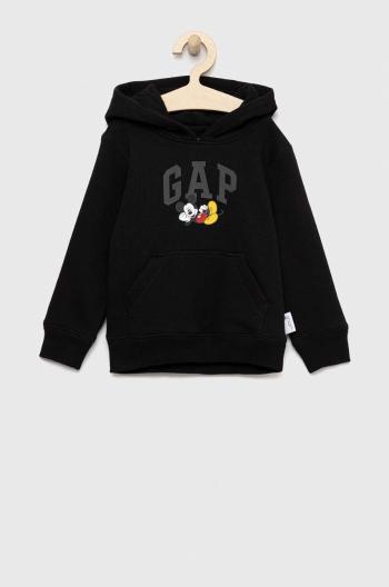 Dětská mikina GAP X Disney černá barva, s kapucí, s potiskem
