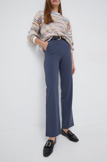 Kalhoty Vero Moda dámské, tmavomodrá barva, jednoduché, high waist