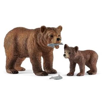 Schleich Medvědice Grizzly s mládětem 42473 (4059433572369)