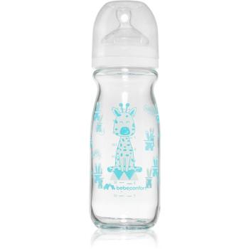 Bebeconfort Emotion Glass White kojenecká láhev Giraffe 0-12 m 270 ml