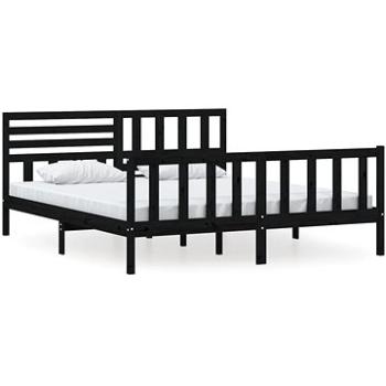 Rám postele černý masivní dřevo 180 × 200 cm Super King, 3101172 (3101172)