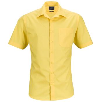 James & Nicholson Pánská košile s krátkým rukávem JN644 - Žlutá | XL