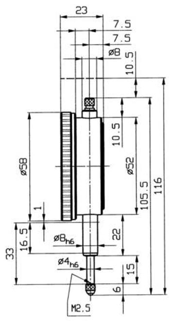 Úchylkoměr, kalibrace dle DAkkS HELIOS PREISSER 0701111-D Rozsah měření 10 mm Rozlišení 0,01 mm Kalibrováno dle (DAkkS)