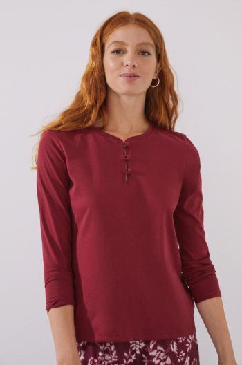Bavlněná košile s dlouhým rukávem women'secret Mix & Match vínová barva
