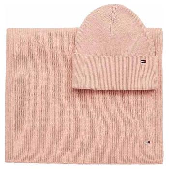 Tommy Hilfiger dámská sada - čepice + šála AW0AW13911 Sepia Pink Melange