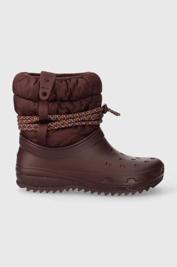 Sněhule Crocs Classic Neo Puff Luxe Boot vínová barva, 207312