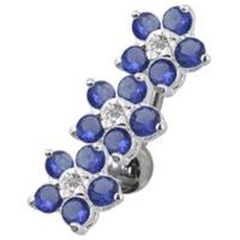 Šperky4U Stříbrný piercing do pupíku se štítem - kytičky - BP01171-B