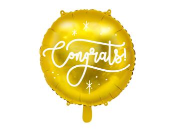 PartyDeco Fóliový balón Gratuluji/Congrats - zlatý