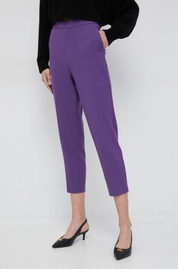 Kalhoty Sisley dámské, fialová barva, přiléhavé, high waist