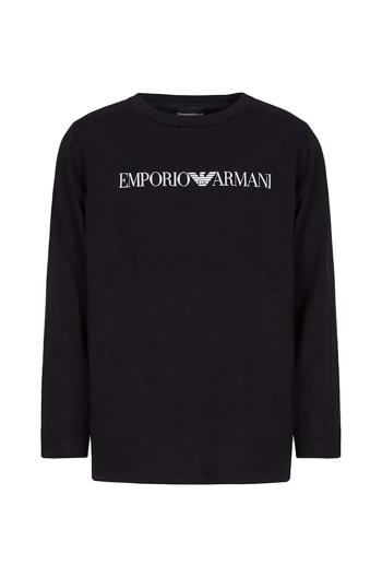 Dětské bavlněné tričko s dlouhým rukávem Emporio Armani tmavomodrá barva, s potiskem, 8N4TN6 1JPZZ