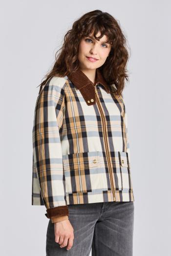 BUNDA GANT D1. CHECKED CROPPED JACKET bílá XL