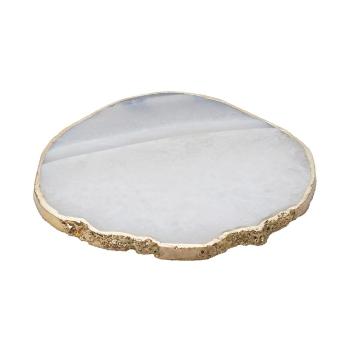 CRYSTAL Podtácek z drahých kamenů 10 cm - bílá