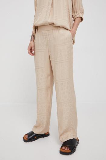 Kalhoty Mos Mosh dámské, béžová barva, jednoduché, high waist