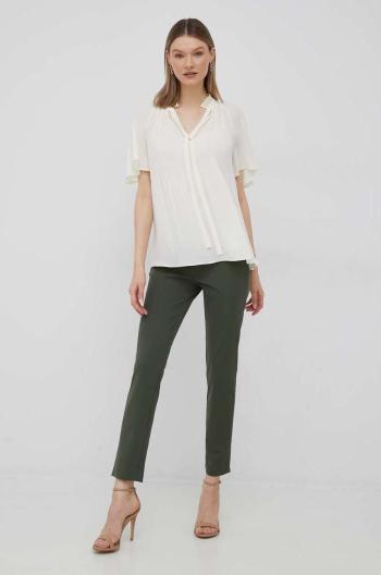 Kalhoty Lauren Ralph Lauren dámské, zelená barva, jednoduché, medium waist