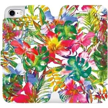 Flipové pouzdro na mobil Apple iPhone 7 - MG07S Pestrobarevné květy a listy (5903226338641)