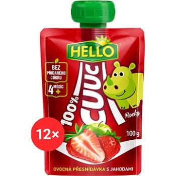 HELLO CUUC 100% ovocná kapsička s jahodami 12× 100 g (8590014639157)