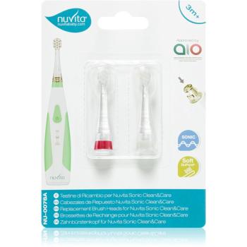 Nuvita Sonic Clean&Care Replacement Brush Heads náhradní hlavice pro sonický bateriový zubní kartáček pro miminka Sonic Clean&Care Small Red/White 3 m