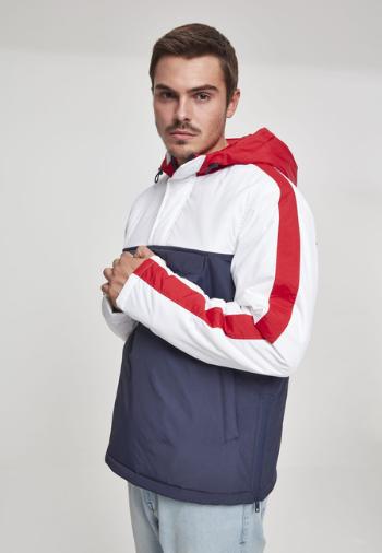 Urban Classics 3-Tone Padded Pull Over Hooded Jacket navy/white/fire red - XXL