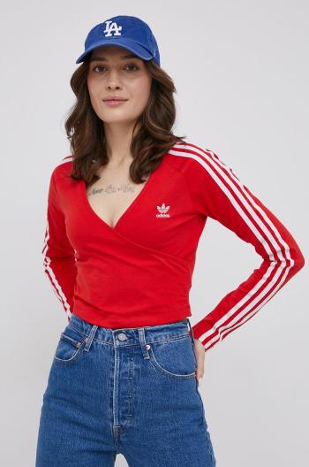 Tričko s dlouhým rukávem adidas Originals Adicolor HC2042 dámské, červená barva