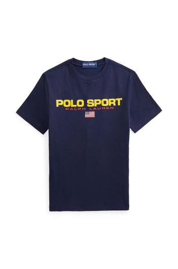 Dětské tričko Polo Ralph Lauren tmavomodrá barva, s potiskem