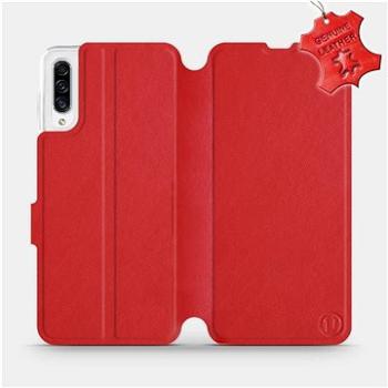 Flip pouzdro na mobil Samsung Galaxy A30s - Červené - kožené -   Red Leather (5903516062904)