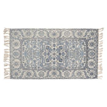 Modro-šedý bavlněný koberec s ornamenty a třásněmi - 140*200 cm KT080.058L