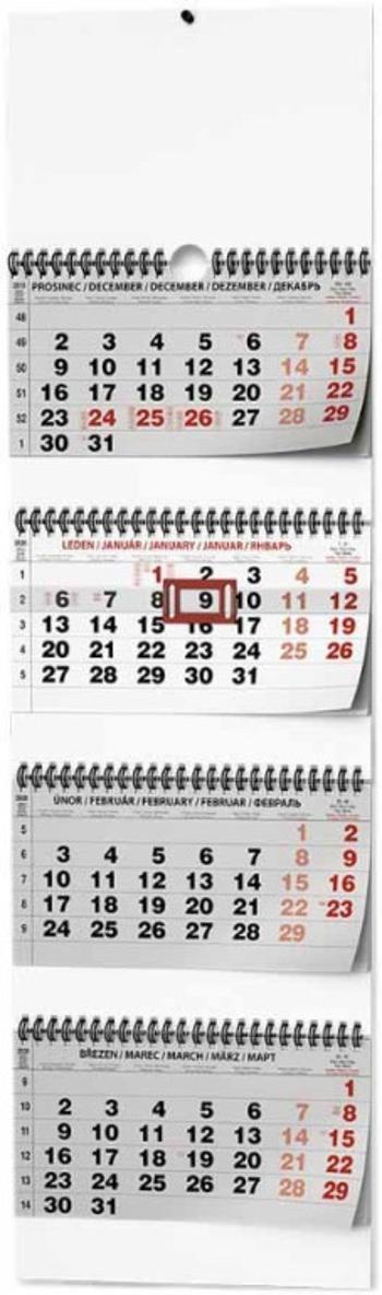 Kalendář nástěnný A3 čtyřměsíční skládáný s mezinár.svátky