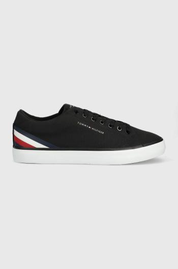 Tenisky Tommy Hilfiger TH HI VULC CORE LOW STRIPES černá barva, FM0FM04735