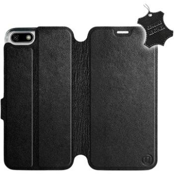 Flip pouzdro na mobil Honor 7S - Černé - kožené - Black Leather (5903226493562)