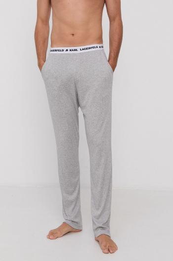 Pyžamové kalhoty Karl Lagerfeld pánské, šedá barva, hladké