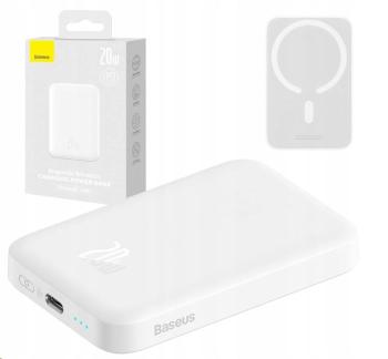 Baseus powerbanka s bezdrátovým nabíjením 6000 mAh (kompatibilní s MagSafe), bílá