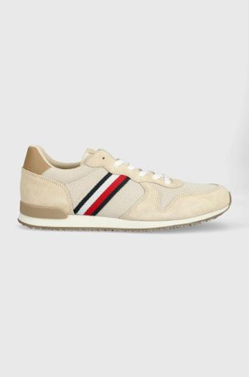 Sneakers boty Tommy Hilfiger ICONIC SEASONAL MIX RUNNER béžová barva, FM0FM04736