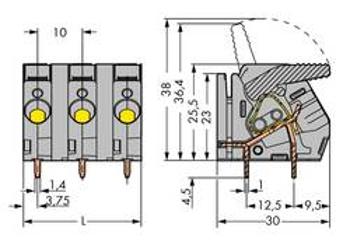 Pružinová svorkovnice WAGO 2706-262, 6.00 mm², Pólů 12, šedá, 10 ks