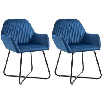 Jídelní židle 2 ks modré samet (249802)