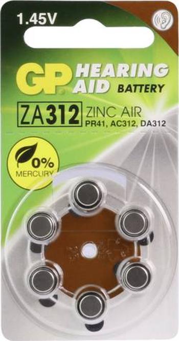 Knoflíkový článek ZA 312 zinko-vzduchová GP Batteries GPZA312 / PR41 170 mAh 1.4 V 6 ks