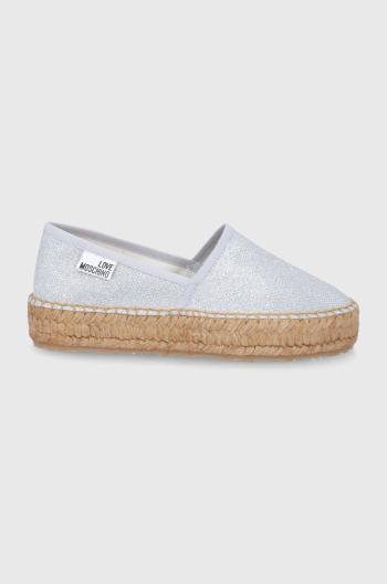 Espadrilky Love Moschino stříbrná barva, na platformě