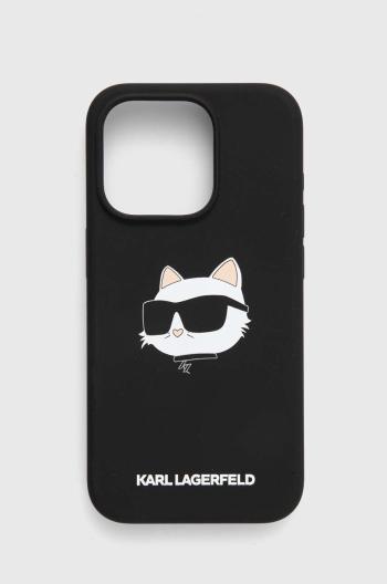 Obal na telefon Karl Lagerfeld iPhone 15 Pro 6.1 černá barva, KLHMP15LSCHPPLK