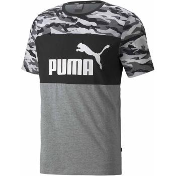 Puma ESS+ CAMO TEE Pánské triko, tmavě šedá, velikost XXL