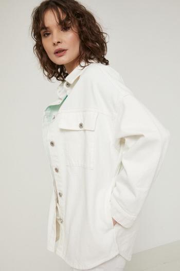 Džínová bunda Medicine dámská, bílá barva, přechodná, oversize