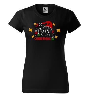 Tričko Merry Christmas (Velikost: 2XL, Typ: pro ženy, Barva trička: Černá)