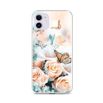 TopQ iPhone 11 silikon Růže s motýlem 58940 (Sun-58940)