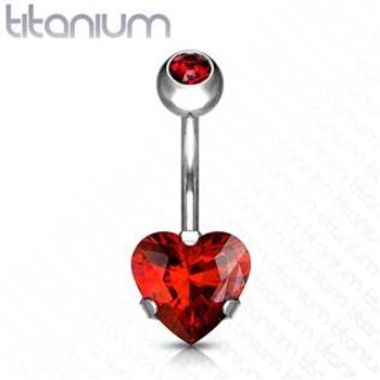 Šperky4U Piercing do pupíku srdce - TITAN - TIT1058-R