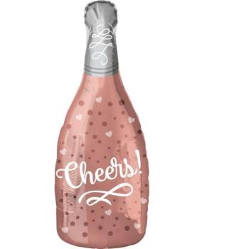 Balón foliový Láhev šampaňského - Champagne - Cheers - rosegold - růžovozlatá - 60 cm - Amscan