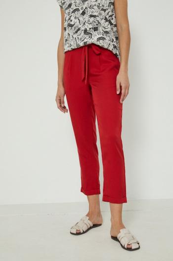 Kalhoty Medicine dámské, červená barva, jednoduché, high waist